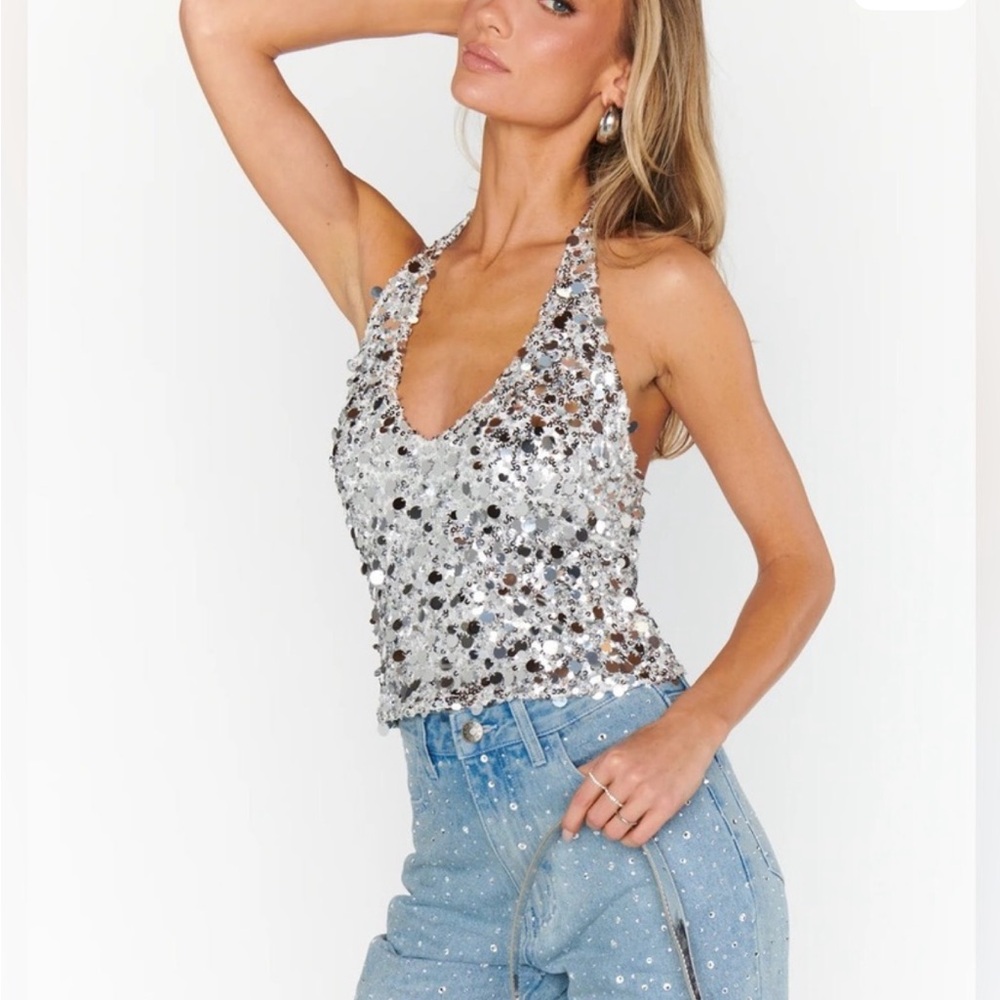 Show Me Your MuMu Silver Sequin All That Top
